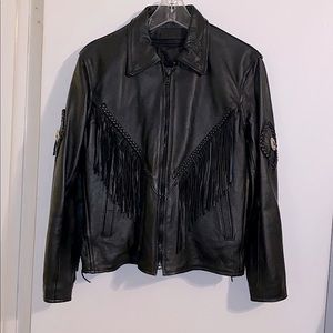 Ladies Leather “Bikers” Jacket with Fringe